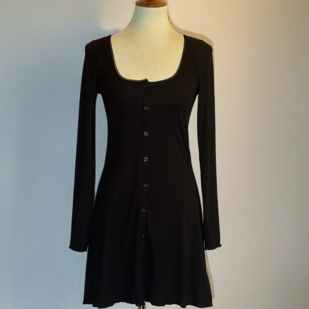 Divided by H&M Women’s Lace-Trimmed Ribbed Dress Black Size Small